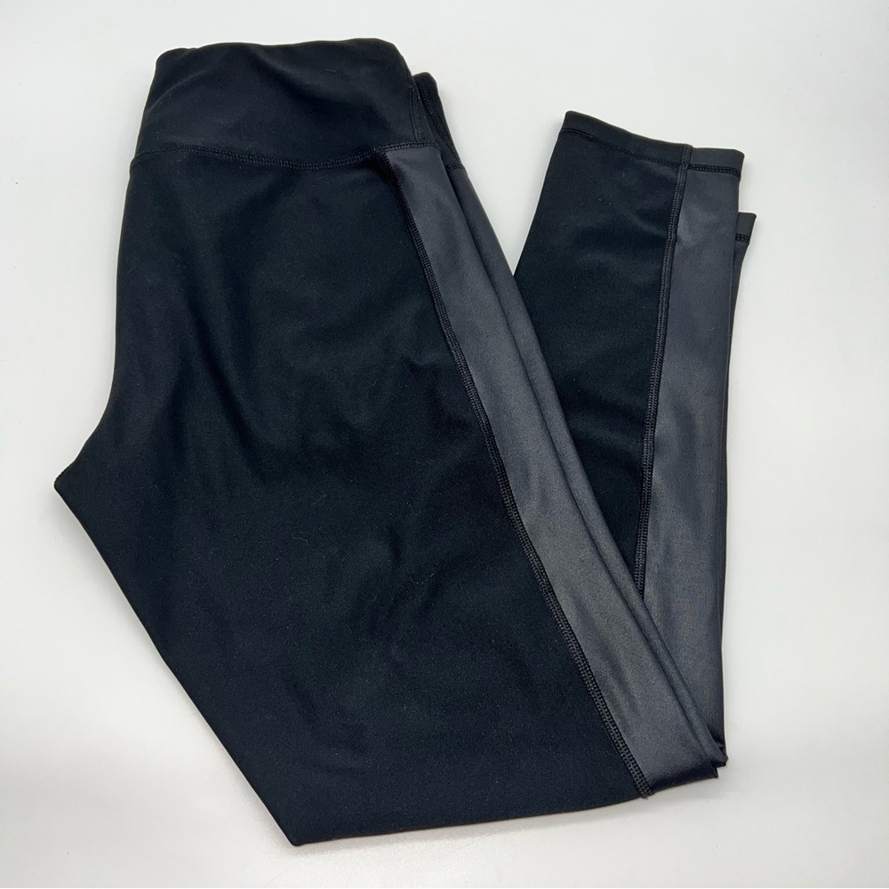 90 Degree By Reflex Women’s Black w/3 Shades of Gray Accent Leggings-Size L